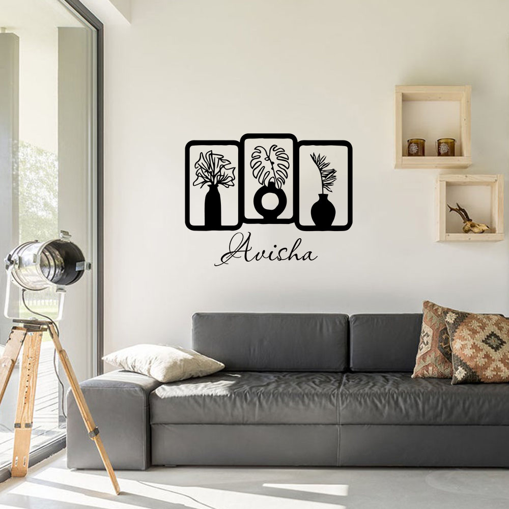 Wall Decal Nursery - 1PC 귀여운 꽃병 맞춤형 텍스트 보육원
