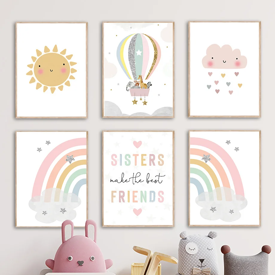 Baby Nursery Products - 기린 코끼리 열기구 태양 무지개 보육원