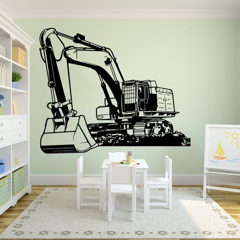 Baby Nursery Wall Decals - 대형 무거운 장비 굴삭기 파는 벽