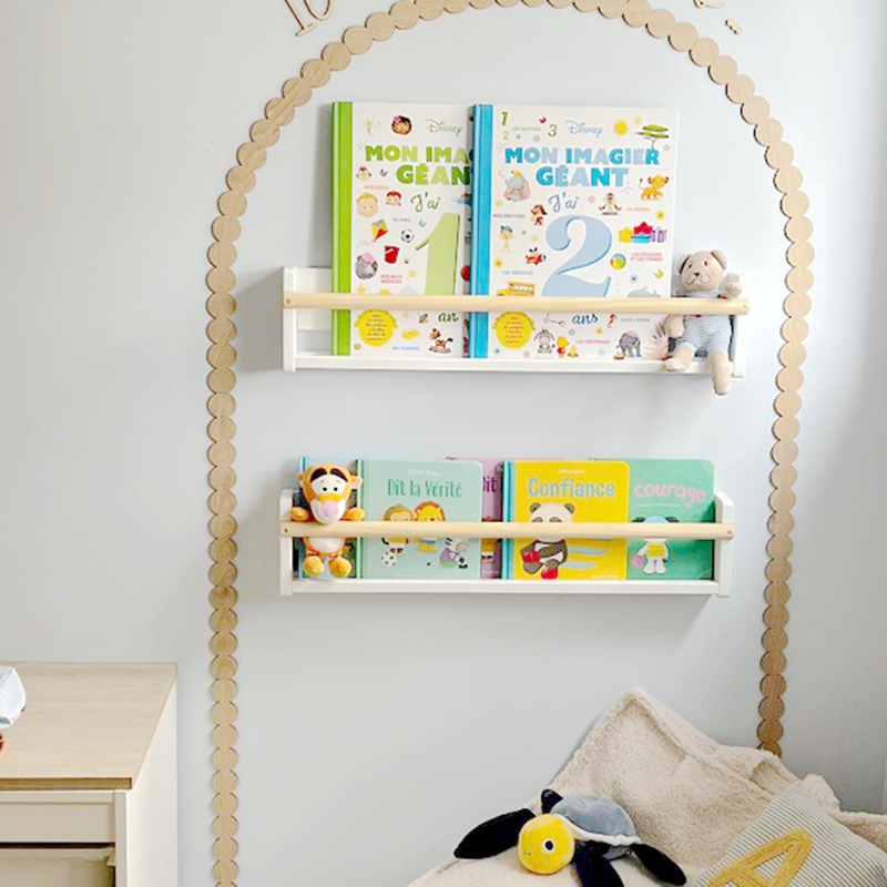 Wall Decal Nursery - 모던한 미완성 목재 벽 아치 장식,