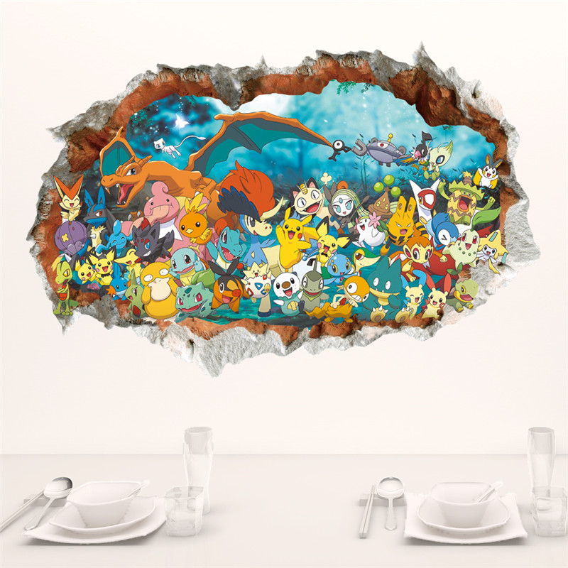 Wall Decal Nursery - 만화 포켓몬 피카츄 벽 스티커, 어린이