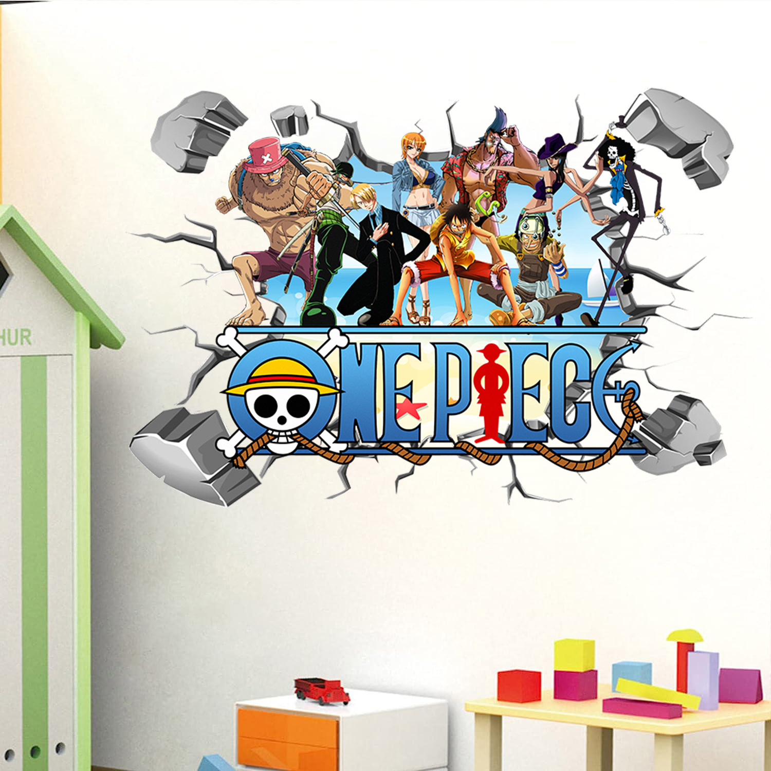 Wall Decal Nursery - 만화 원피스 루피 3D 벽 스티커