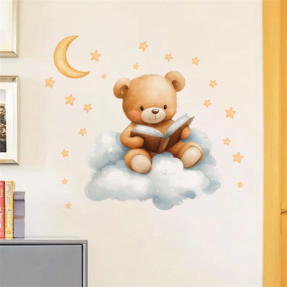 귀여운 곰 달 별 벽 스티커 어린이 방 소녀 소년 아기 - Baby Nursery Wallpaper Girl 리뷰 및 가격