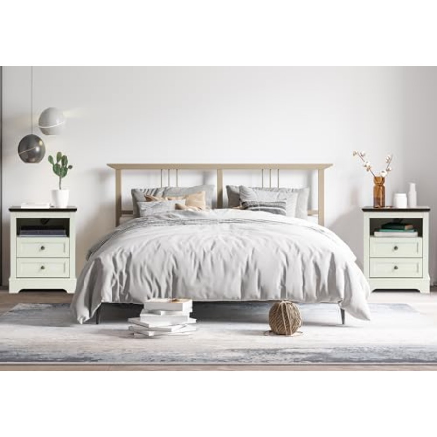 팜하우스 스타일 침실 세트 3개, 9단 서랍장과 충전  - Drawer Dresser White 리뷰 및 가격