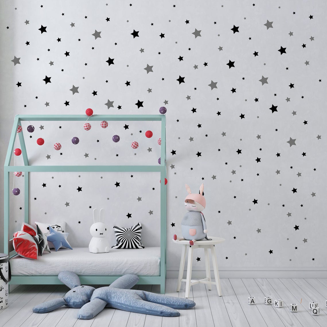 만화 별 벽 스티커 아기 보육원 어린이, 북유럽 기하학 - Baby Nursery Wall Decals 리뷰 및 가격