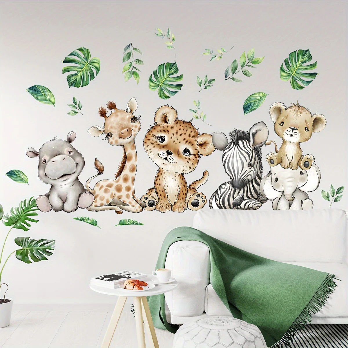 1PC 만화 귀여운 하마 호랑이 코끼리 사슴 나무 동물 - Wall Decal Nursery 리뷰 및 가격