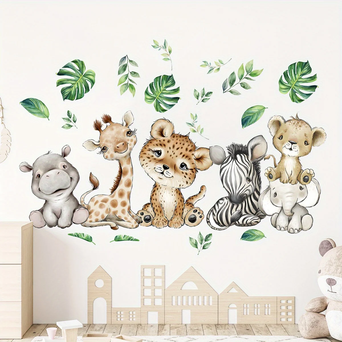 1PC 만화 귀여운 하마 호랑이 코끼리 사슴 나무 동물 - Wall Decal Nursery 리뷰 및 가격
