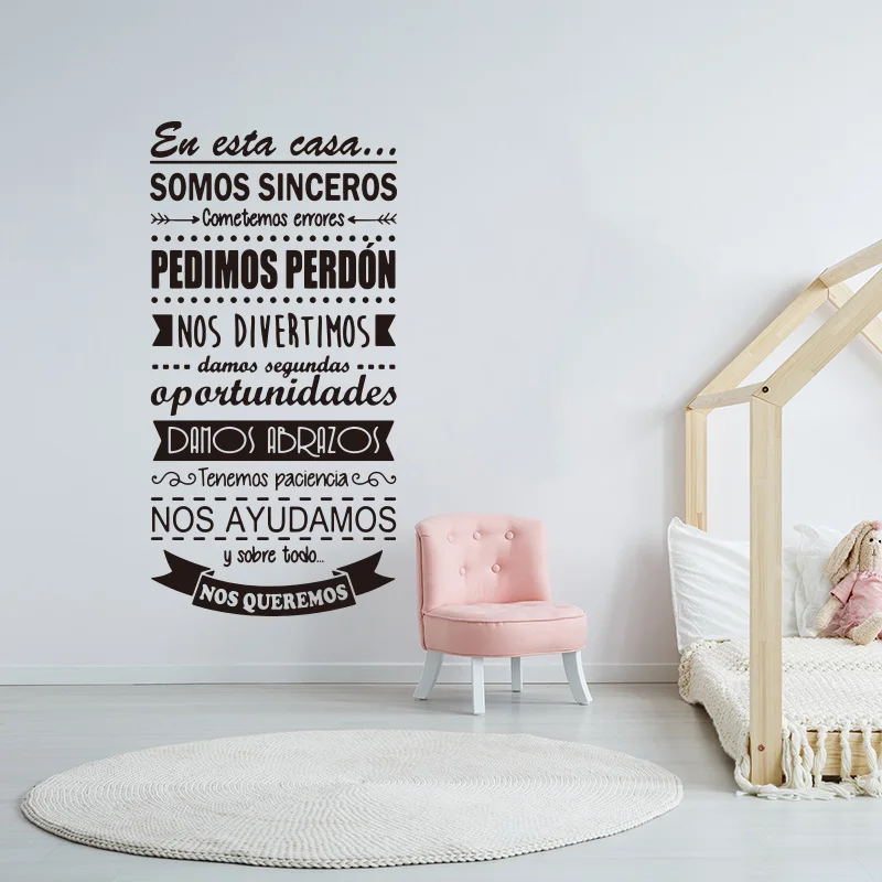 이 집에서 큰 스페인어 규칙 벽 스티커 아이 방 침실  - Baby Nursery Wall Decals 리뷰 및 가격