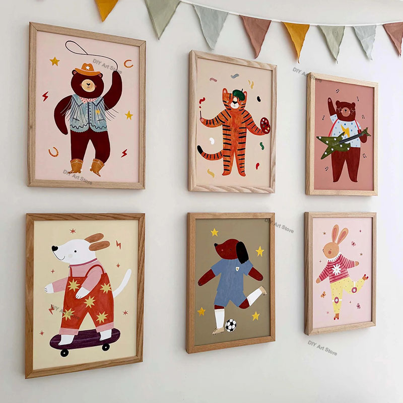 재미있는 만화 동물 보육원 벽 장식 캔버스 그림 곰 호 - Baby Nursery Products 리뷰 및 가격