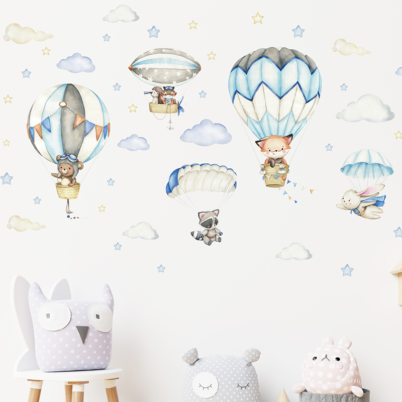 만화 귀여운 동물 뜨거운 공기 풍선 벽 스티커 어린이  - Wall Decal Nursery 리뷰 및 가격