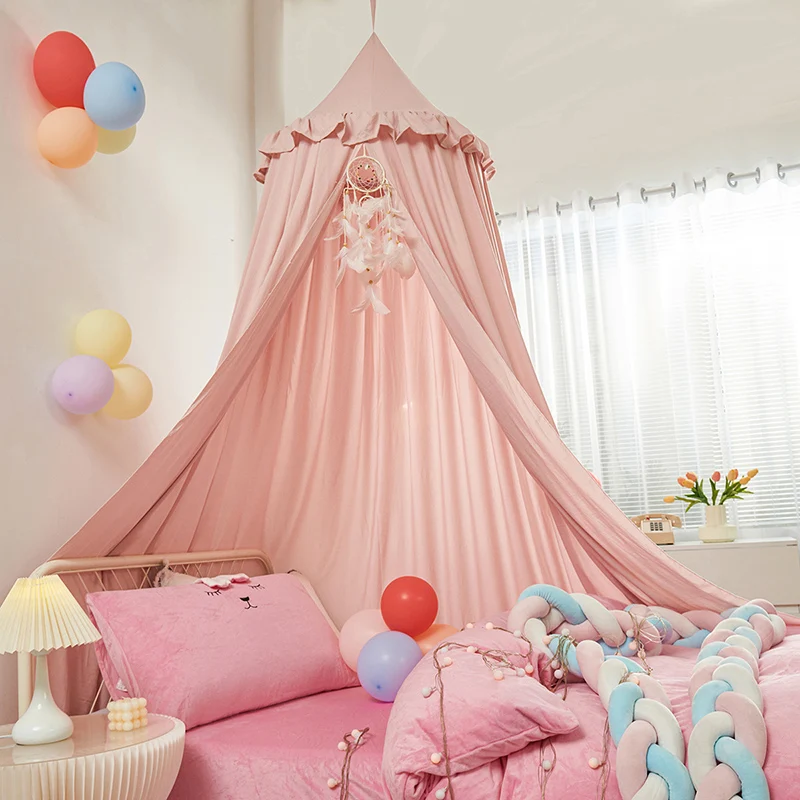핑크 회색 흰색 어린이 텐트, 아기 침대 캐노피 커튼, - Baby Nursery Equipment 리뷰 및 가격