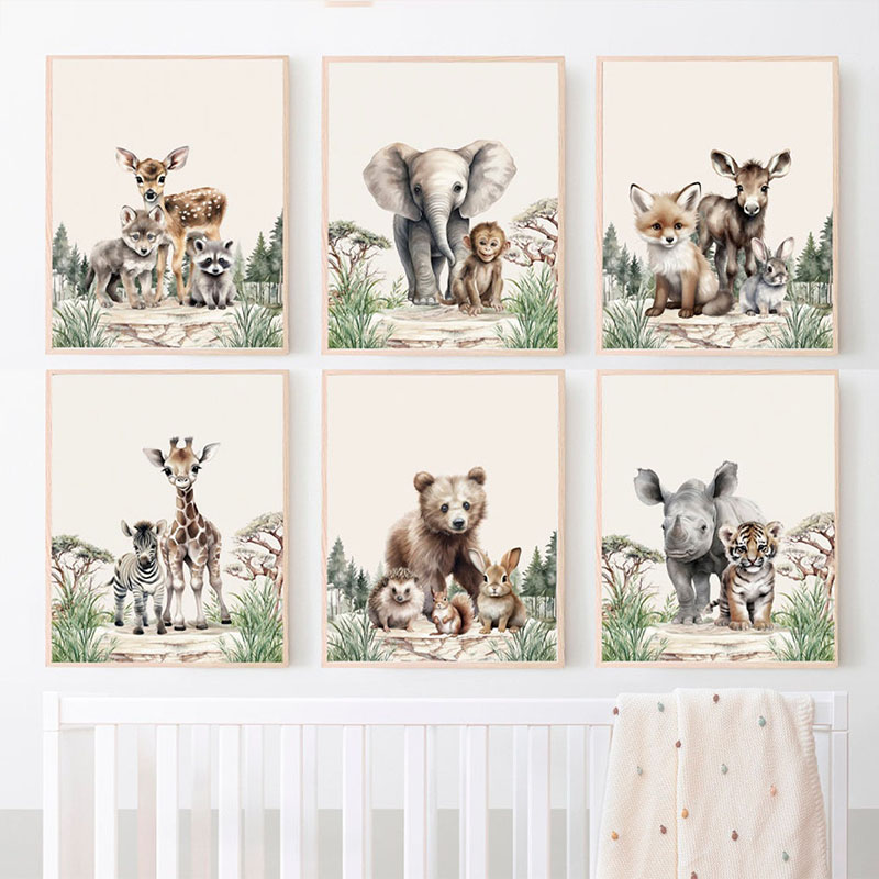 1pcs(프레임 없음) 코끼리 기린 곰 여우 사슴 보육 - Baby Nursery Picture Frames 리뷰 및 가격