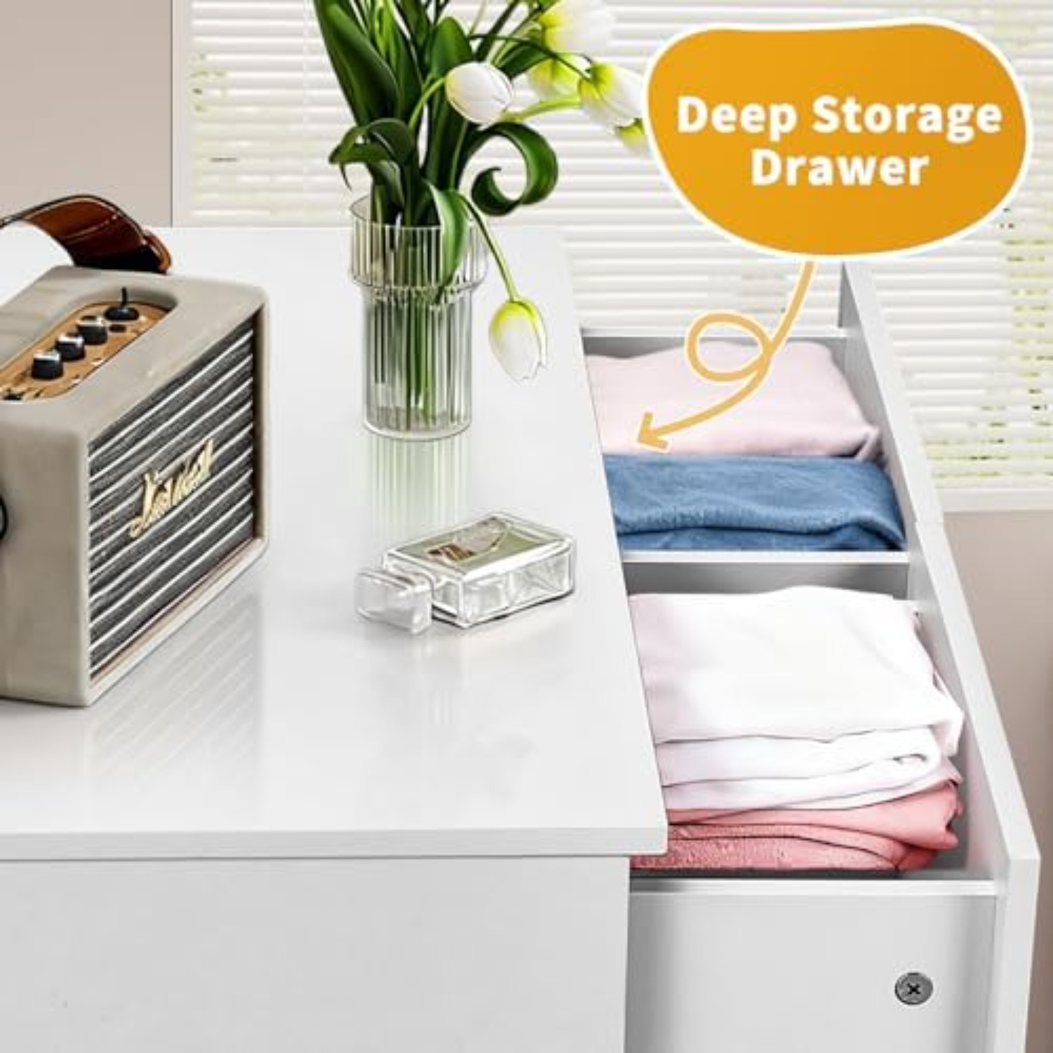 흰색 6단 서랍장, 로즈 골드 손잡이 모던 침실용 서랍 - Drawer Dresser White 리뷰 및 가격