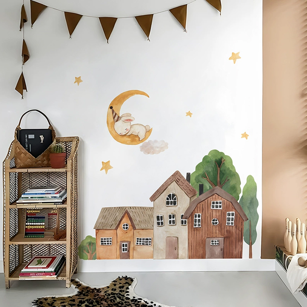 패브릭 만화 숲 빈티지 타운 벽 PVC 문 토끼 스티커 - Wall Decal Nursery 리뷰 및 가격