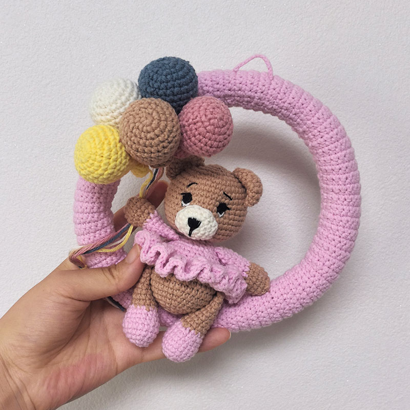 곰과 풍선이 있는 맞춤형 크로셰 이름 화환, 아기를 위 - Baby Nursery Products 리뷰 및 가격
